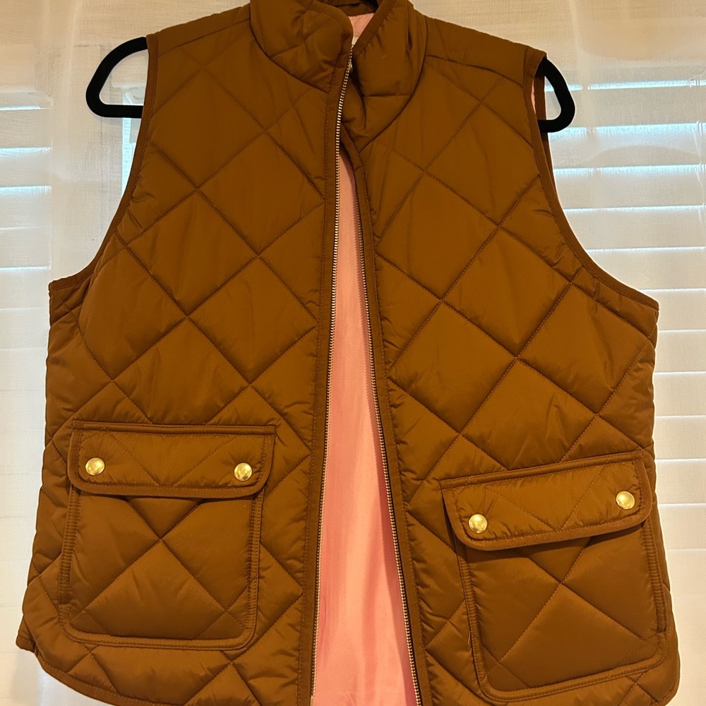 Brown Quilted Vest with Gold Button Accents